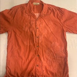 Tommy Bahama 100% silk short sleeve button down shirt red mens size large